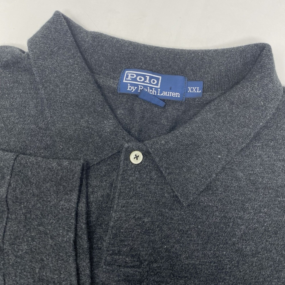 Polo Ralph Lauren Polo Shirt Mens XXL Grey Long Sleeve Cotton Jersey Heather